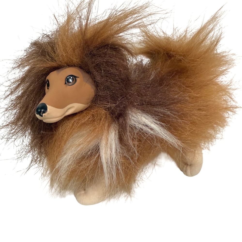 Vintage 1995 Mattel Barbie Collie Dog Plush Shaggy Brown Tan White TESTED WORKS